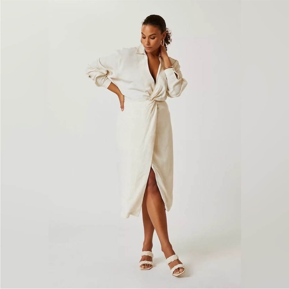 Anthropologie V-Neck Knot Front Midi Dress Size 10